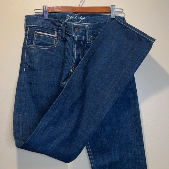 NWOT Gilded Age Straight Leg Button Fly Dark Wash Premium Denim Jeans - Picture 3 of 12